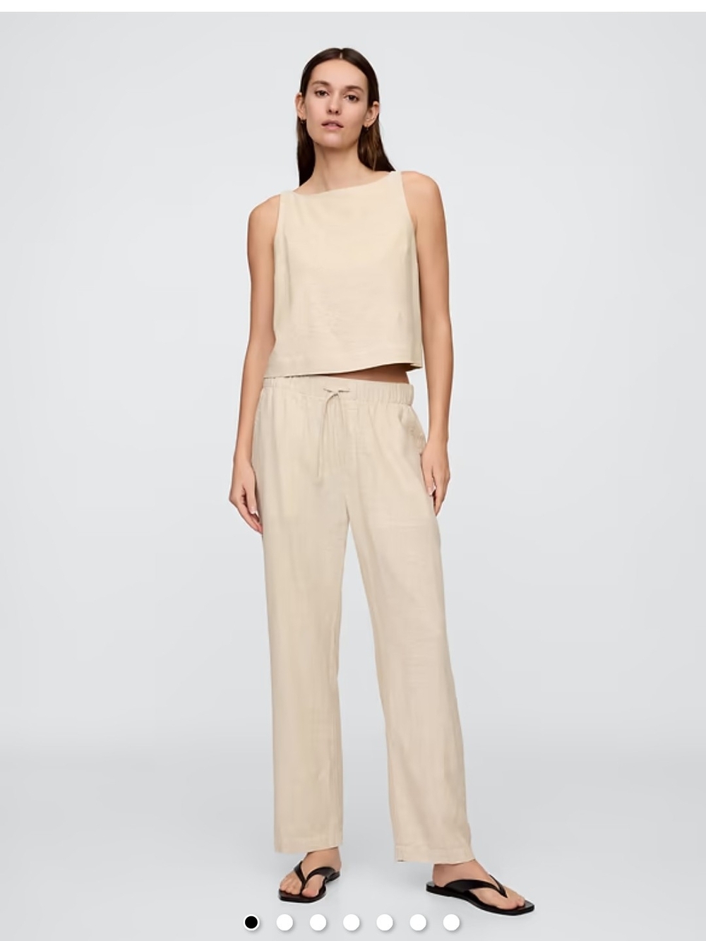 THE GAP FACTORY Linen-Blend Drawstring Wide Leg Pants — Cream